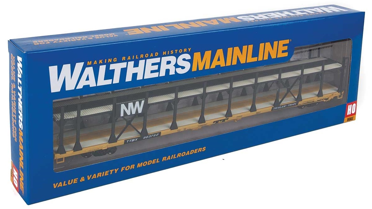 Walthers Mainline HO 910-8013 89' Flatcar with Bi-Level Open Auto Rack Norfolk & Western Rack Trailer Train Flatcar TTBX #963762