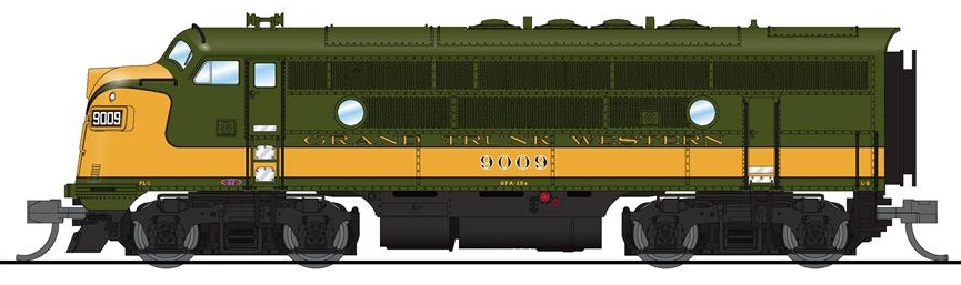 Broadway Limited Imports N 6844 EMD F3A Paragon4 Sound/DC/DCC - Grand Trunk Western Olive Green & Imitation Gold GTW #9009