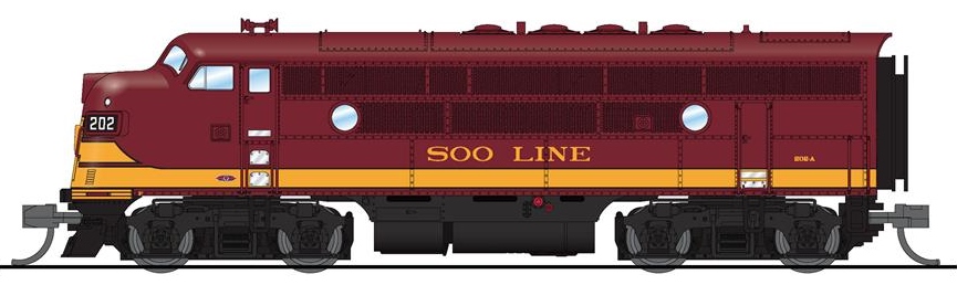 Broadway Limited Imports N 6850 EMD F3A Paragon4 Sound/DC/DCC - SOO Maroon & Imitation Gold SOO #202B