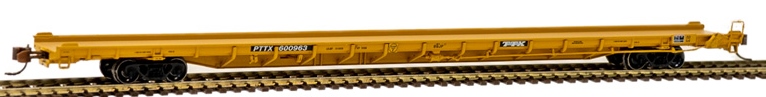 Atlas N 50005525 F89J Flat Car with Deck Risers '2000s yellow' with conspicuity stripes PTTX #601144