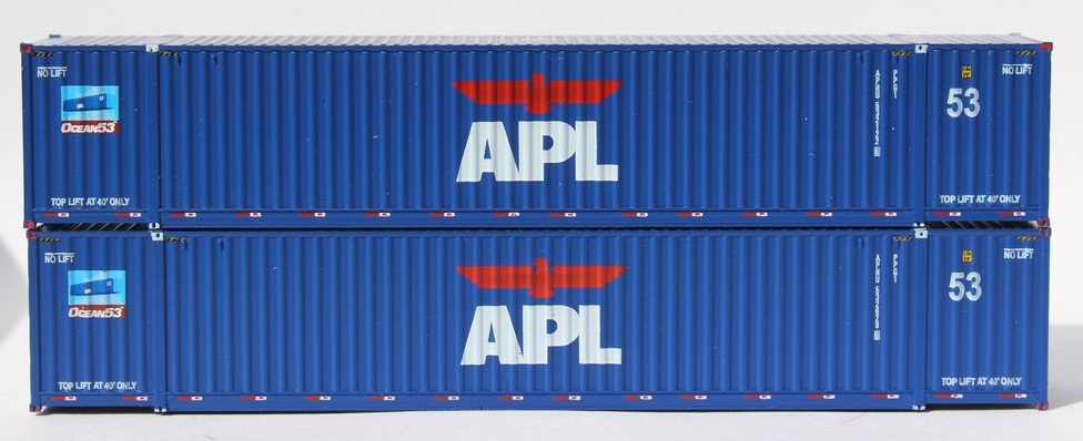 Jacksonville Terminal Company N 535081 Ocean 53' Corrugated Side Containers APL ‘large Logo No Lift’ Set #2 2-Pack