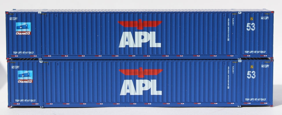 Jacksonville Terminal Company N 535081 Ocean 53' Corrugated Side Containers APL 'large Logo No Lift' Set #2 2-Pack