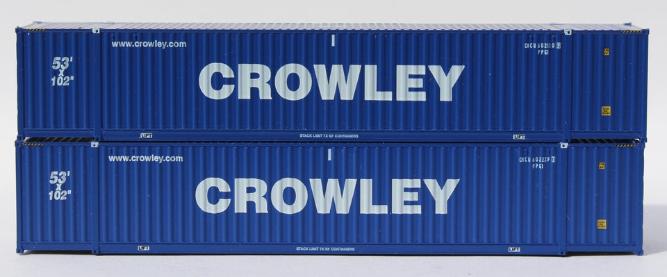 Jacksonville Terminal Company N 535077 Ocean 53' Corrugated Side Containers Crowley blue 'website' 2-Pack