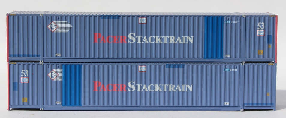 Jacksonville Terminal Company N 535060 53' High Cube Corrugated Side Containers UMAX 'former PACER STACKTRAIN patch' 2-Pack