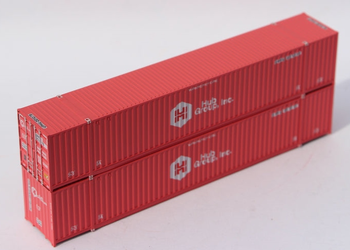 Jacksonville Terminal Company N 535067 53' High Cube Corrugated Side Containers UPHU 'faded patch of ex-HUB Group' set #2 2-Pack