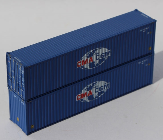 Jacksonville Terminal Company N 405103 40' High Cube Corrugated Side Containers CMA CGM 'Globe Logo' 2-pack