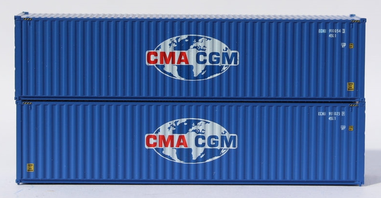 Jacksonville Terminal Company N 405103 40' High Cube Corrugated Side Containers CMA CGM 'Globe Logo' 2-pack