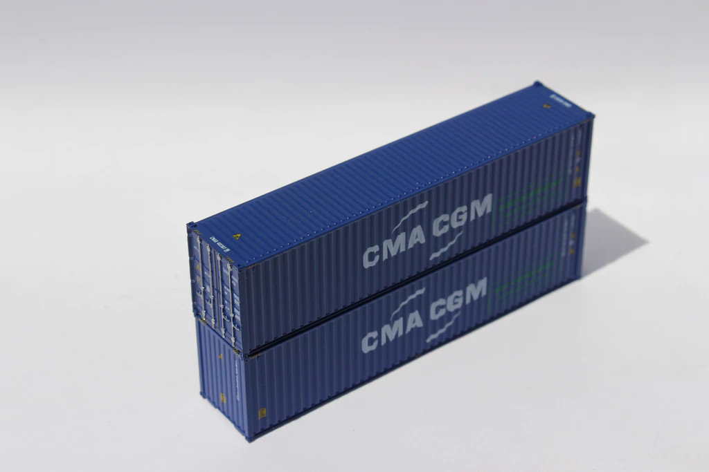 Jacksonville Terminal Company N 405105 40' High Cube Corrugated Side Containers CMA CGM 'offset logo with green eco container bamboo flooring box' CMAU 2-pack