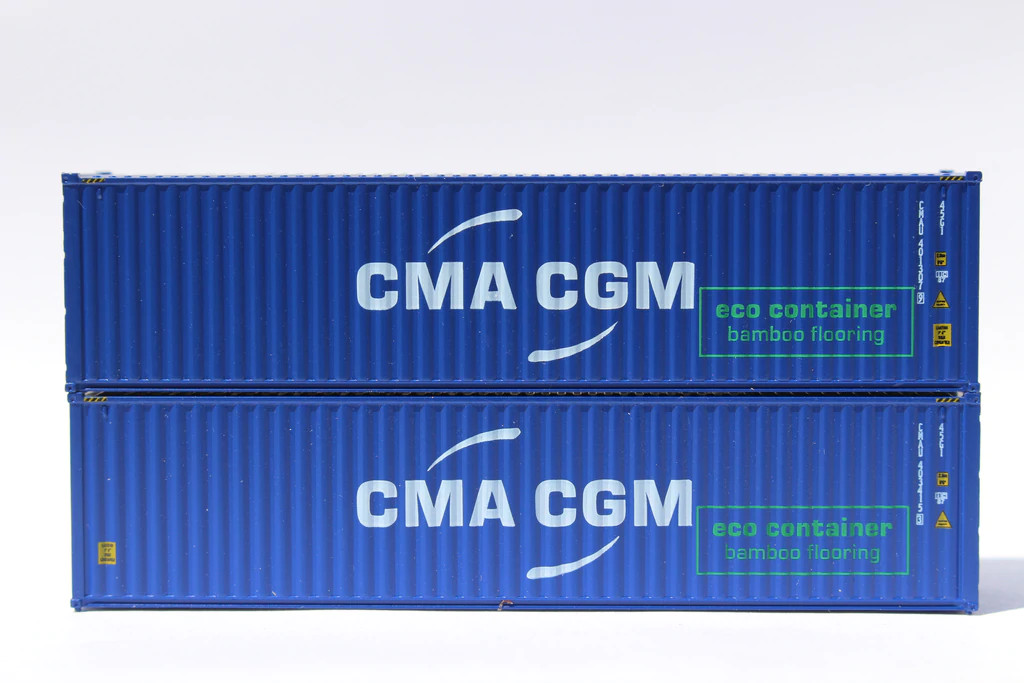 Jacksonville Terminal Company N 405105 40' High Cube Corrugated Side Containers CMA CGM 'offset logo with green eco container bamboo flooring box' CMAU 2-pack