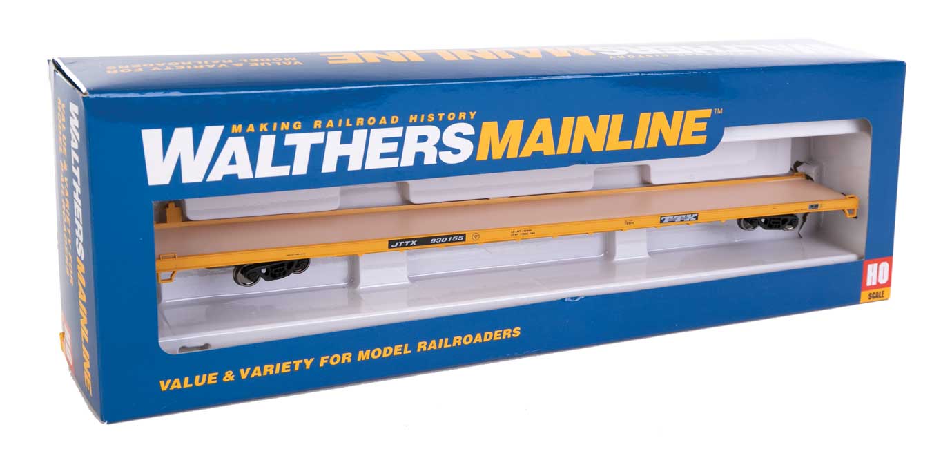 Walthers Mainline HO 910-5725 89' Channel Side Flatcar Trailer-Train ‘Yellow Black General Service’ JTTX #930155 