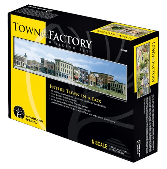 Woodland Scenics N S1485 Town and Factory Complete Building Set - Kits