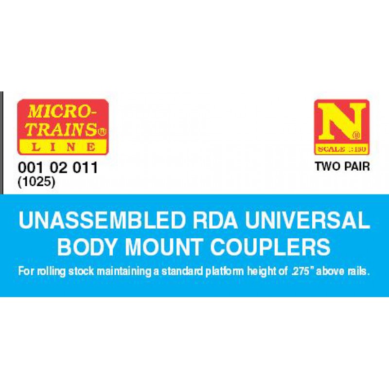 Micro Trains Line N 00102011 (1025) RDA Universal Body Mount Couplers - 2 Pair