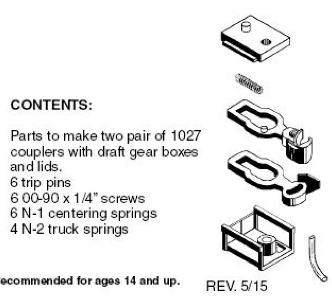 Micro Trains Line N 00102014 (1027) Body Mount Couplers Short Shank - 2 Pair