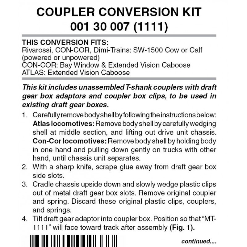 Micro Trains Line N 00130007 (1111) Locomotive Coupler Conversion Kit - 1 Pair