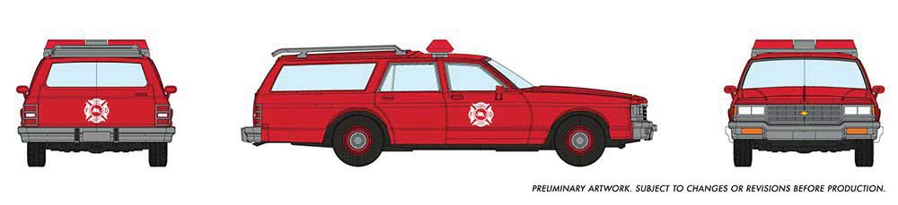 Rapido Trains Inc HO 800011 1980-1985 Chevrolet Impala Station Wagon - Fire Chief Red