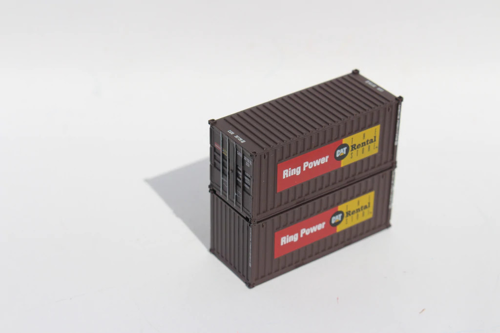 Jacksonville Terminal Company N 205012 20' Standard Height Corrugated Side Containers Cat Rental Store 'Ring Power' 2-Pack