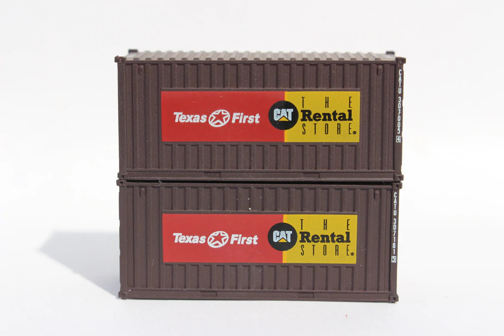 Jacksonville Terminal Company N 205015 20' Standard Height Corrugated Side Containers Cat Rental Store 'Texas First' 2-Pack
