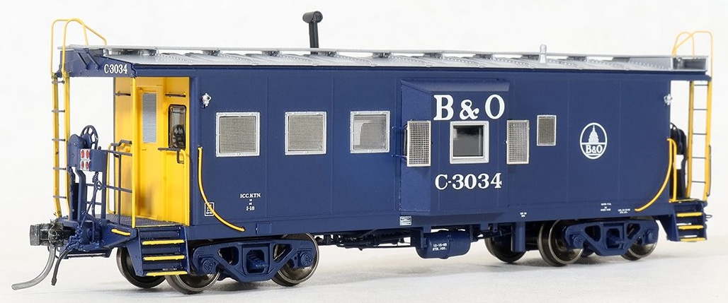 Tangent Scale Models HO 60021-03 International Car Company B&O Class I-18 Steel Bay Window Caboose Baltimore & Ohio 'Original Blue 1965 w/ Screens' B&O #C-3027