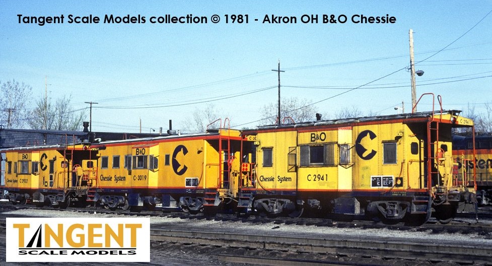 Tangent Scale Models HO 60017-01 International Car Company B&O Class I-18 Steel Bay Window Caboose Chessie System 'Raceland Repaint 1980+' B&O #C3019