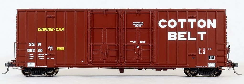 Tangent Scale Models HO 29011-06 Gunderson Brothers 50’ 6089cf High Cube  Double Plug Door Box Car St. Louis Southwestern 'Cotton Belt B-70-42  Repaint 