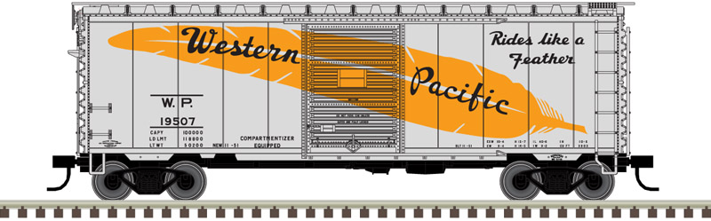 Atlas Master N 50005770 PS-1 40' Boxcar with 6' Door Western Pacific 'Billboard Feather' WP #19507