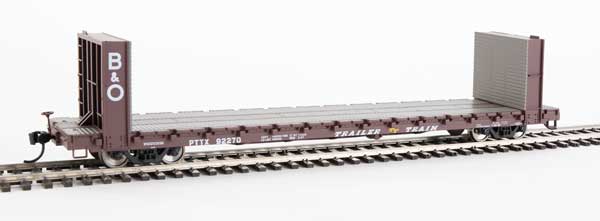 Walthers Mainline HO 910-5815 Pullman-Standard 60' Bulkhead Flatcar 48' IL Trailer-Train Brown with B&O Bulkheads PTTX #92270