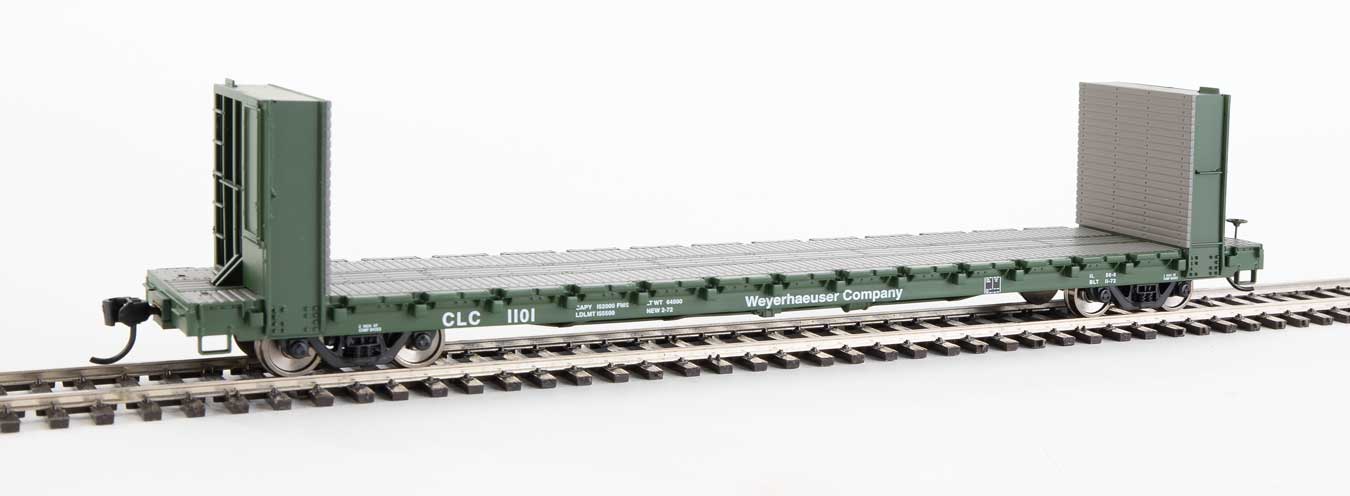 Walthers Mainline HO 910-5825 Pullman-Standard 60' Bulkhead Flatcar 48' IL Weyerhauser CLC #1101