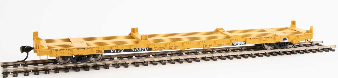 Walthers Mainline HO 910-5383 Pullman-Standard 60' Flatcar TTX 20' and 40' container loading VTTX #92276 