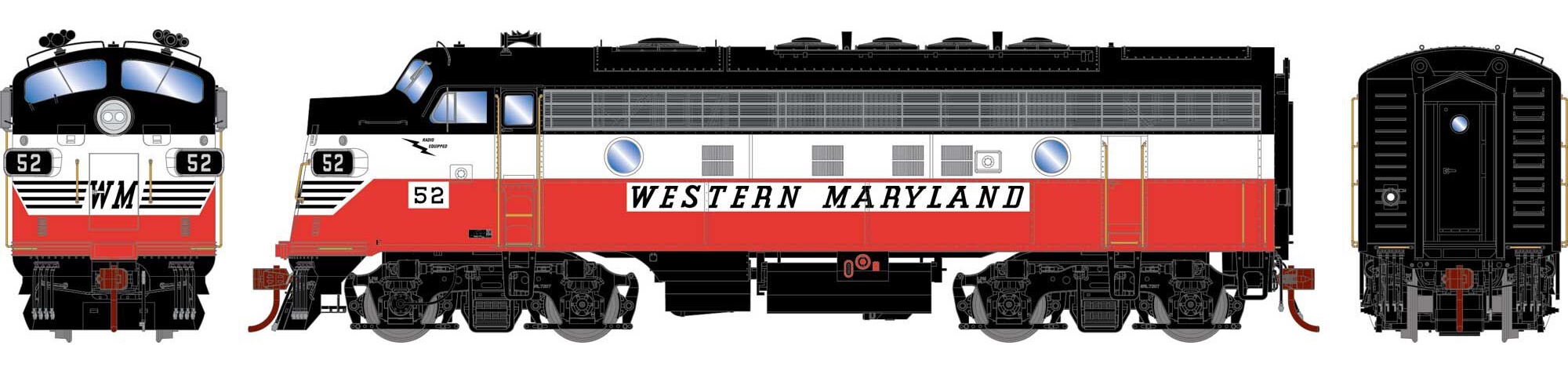 Athearn Genesis HO ATHG19353 DCC Ready EMD F3A Western Maryland WM #52
