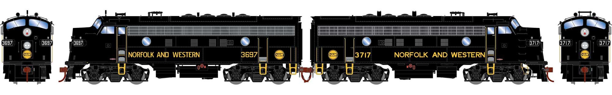 Athearn Genesis HO ATHG19567 DCC/Sound EMD F7A/A Set Norfolk & Western 'Freight' N&W #3697/#3717