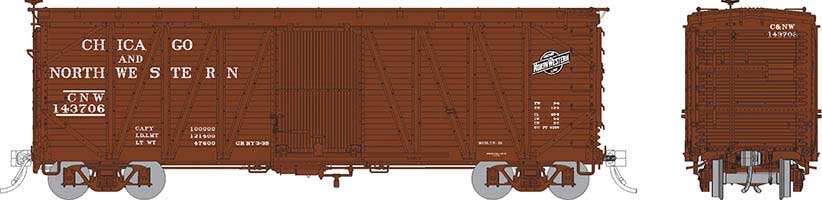 Rapido Trains Inc HO 142005-143706 USRA Single-Sheathed Boxcar Chicago & North Western 'Black Logo' CNW #143706