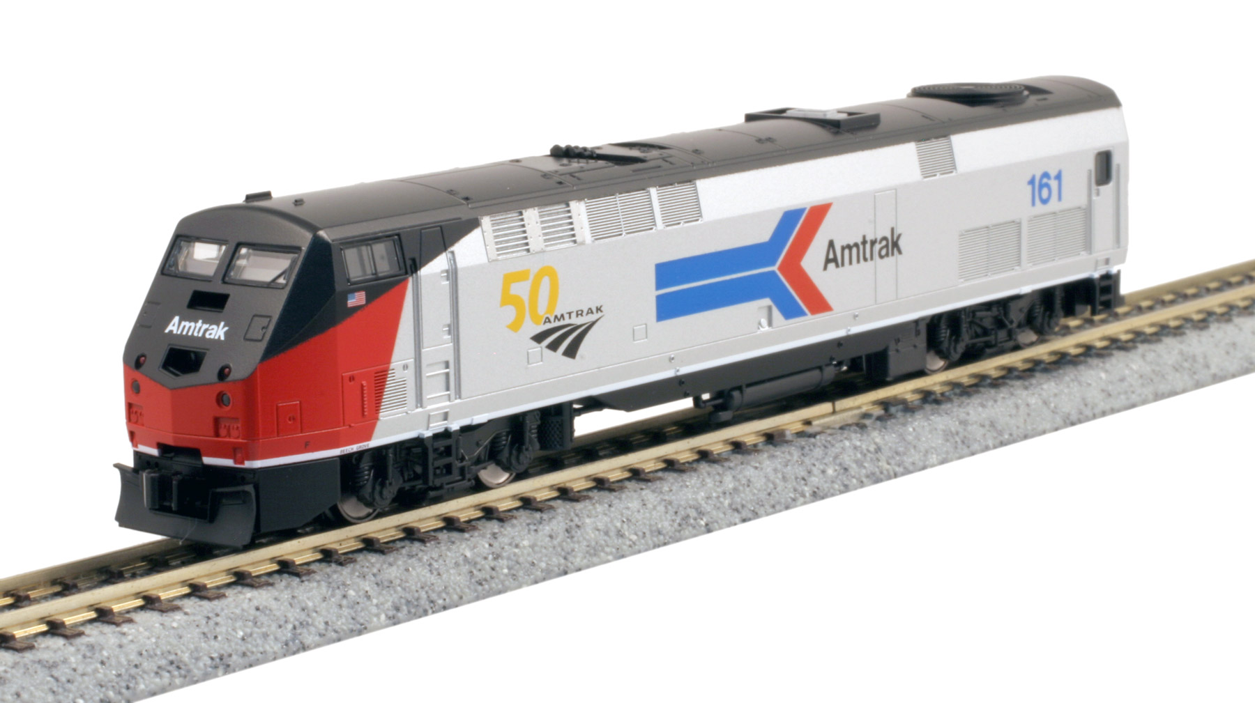 Kato N 176-6036 DCC Ready GE P42 Genesis Diesel Locomotive Amtrak 'Phase I'  w/ 50th Anniversary Logo AMTK #161