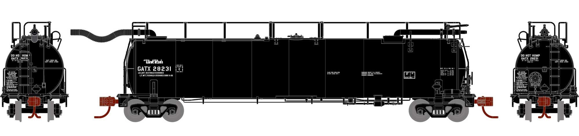 Athearn N ATH15066 TankTrain Intermediate Car Black w/Tank Train Lettering GATX #28231