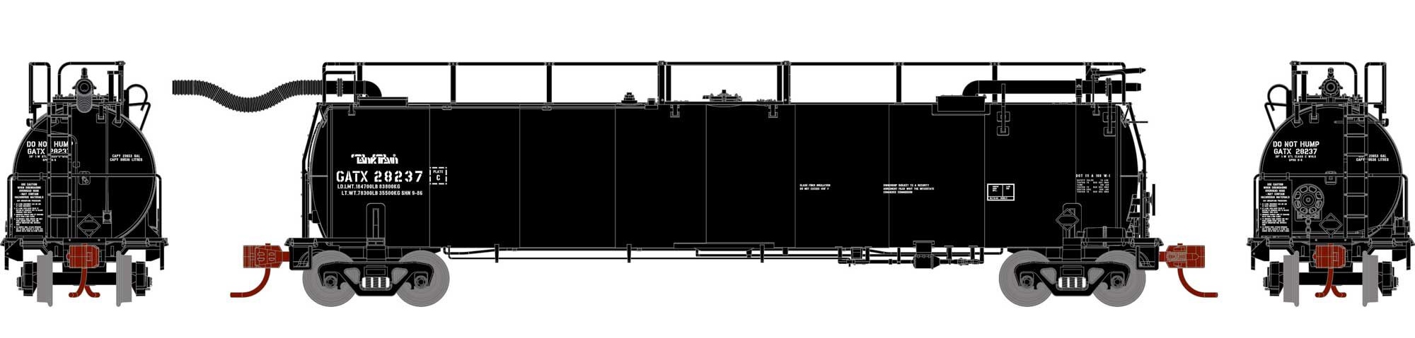 Athearn N ATH15072 TankTrain Intermediate Car Black w/Tank Train Lettering GATX #28237