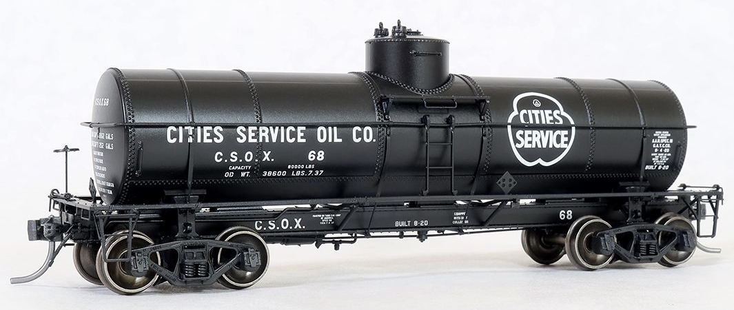 Tangent Scale Models HO 19024-01 General American GATC 8,000 Gallon 1917-Design Radial Course Tank Car ‘Cities Service Oil (Penn) 1937+’ CSOX #68