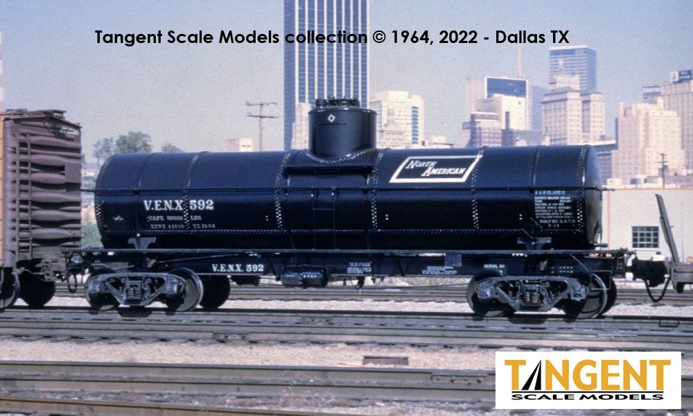 Tangent Scale Models HO 19025-03 General American GATC 8,000 Gallon 1917-Design Radial Course Tank Car VENX '1964 North American Lease' VENX #592