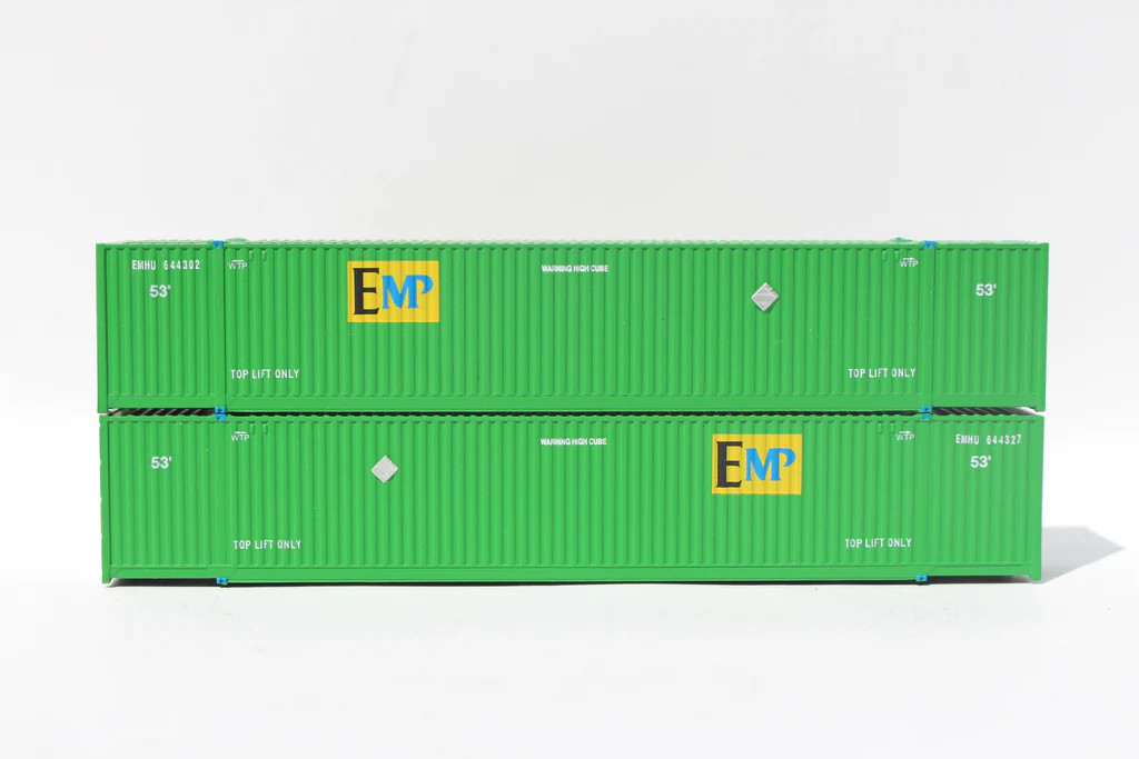 Jacksonville Terminal Company N 537049 53' High Cube Corrugated Side Containers EMP '6443xx series' Green Set # 3 2-Pack