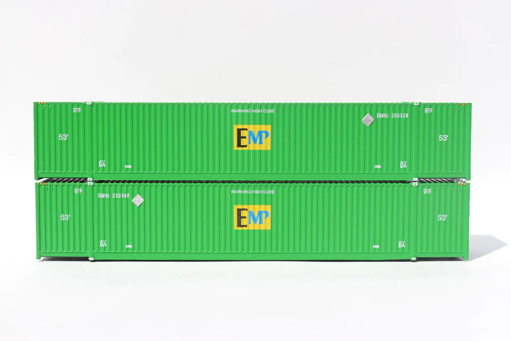 Jacksonville Terminal Company N 537096 53' High Cube Corrugated Side Containers EMP 'Centered logo' Green Set #3 2-Pack