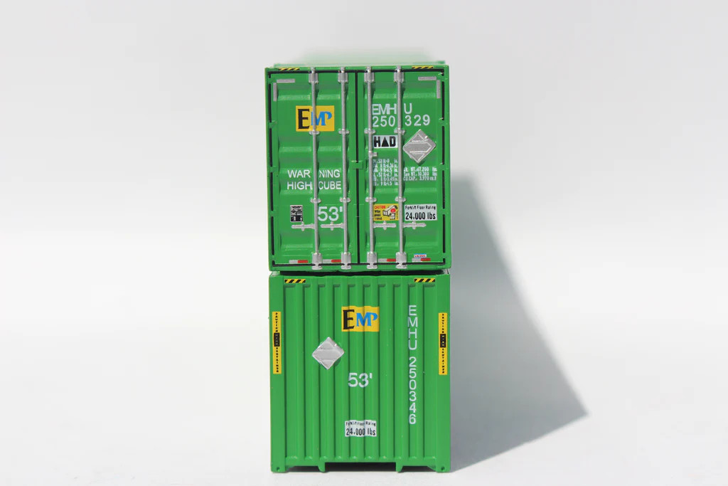 Jacksonville Terminal Company N 537097 53' High Cube Corrugated Side Containers EMP '6443xx Series' Green Set #3 2-Pack