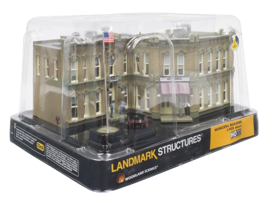 Woodland Scenics HO BR5030 Built Up Municipal Building w/Interior Light