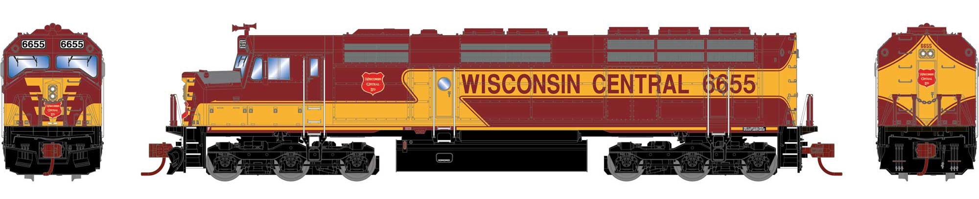 Athearn RTR N ATH15395 DCC/Tsunami 2 EMD FP45 Wisconsin Central WC #6655