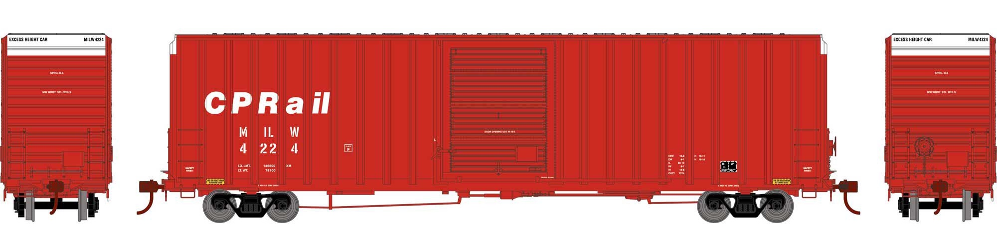 Athearn RTR HO ATH16127 FMC 60' Hi-Cube Exterior-Post Box Car CP Rail MILW #620