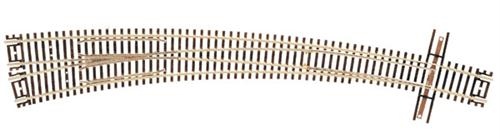 Atlas N 2058 Code 55 Curved Turnout - 21-1/4" Outside & 15" Inside Radius Left Hand