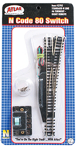 Atlas N 2705 Code 80 No. 6 Remote Turnout 'Standard Line' with Nickel Silver Rail & Black Ties - Right Hand