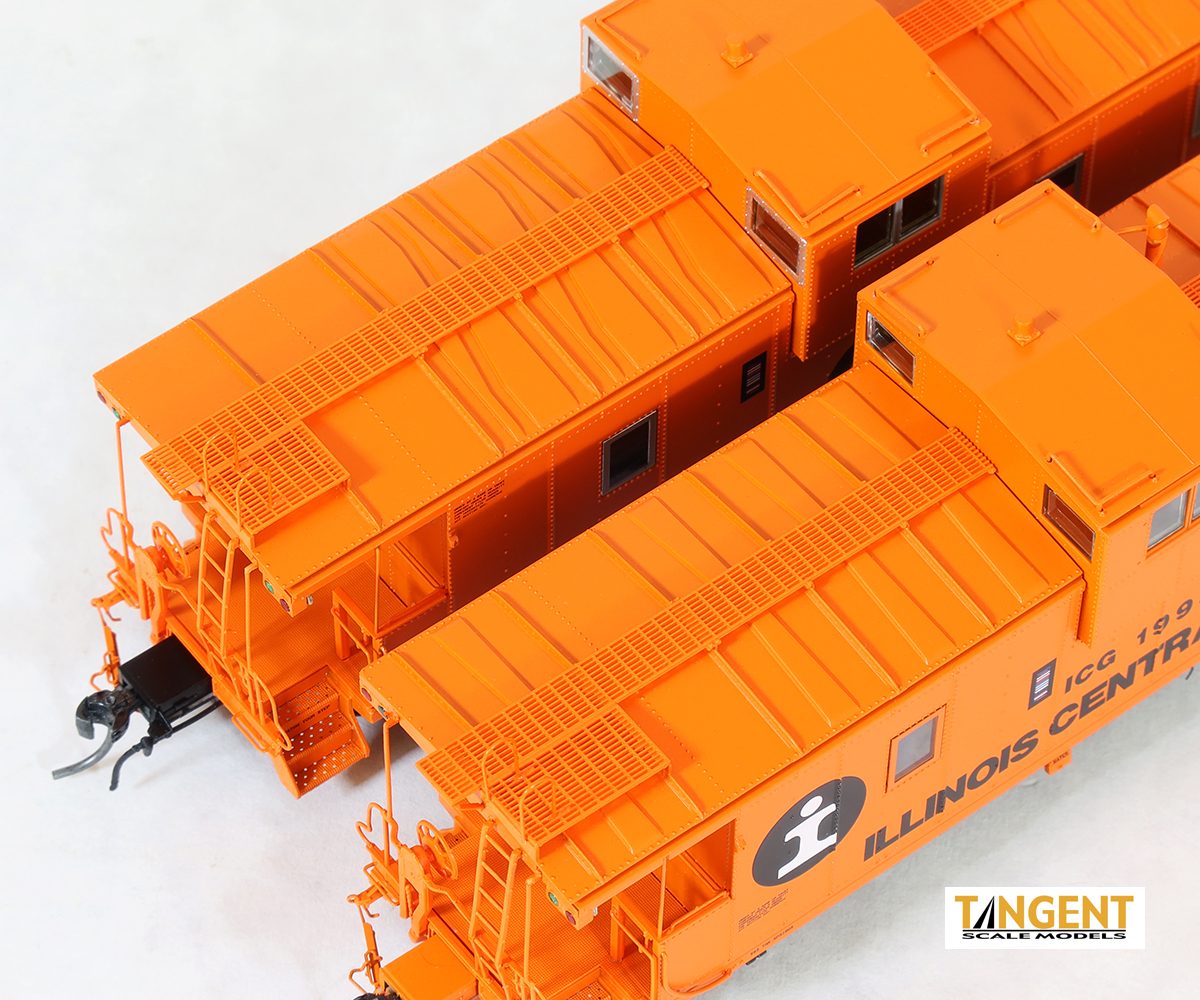 Tangent Scale Models HO 60210-03 IC Centralia Shops Steel Wide-Vision Caboose Illinois Central 'Original Orange Split Rail 1970' IC #9467