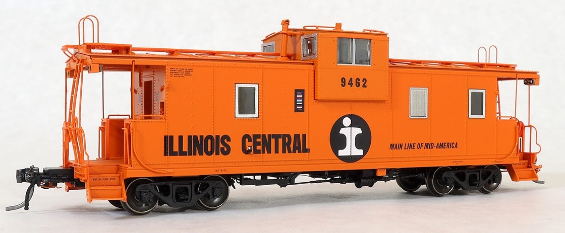 Tangent Scale Models HO 60210-05 IC Centralia Shops Steel Wide-Vision Caboose Illinois Central 'Original Orange Split Rail 1970' IC #9470