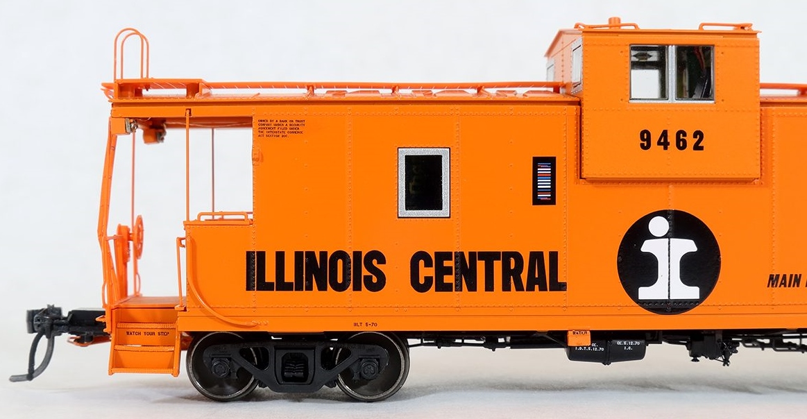 Tangent Scale Models HO 60210-05 IC Centralia Shops Steel Wide-Vision Caboose Illinois Central 'Original Orange Split Rail 1970' IC #9470