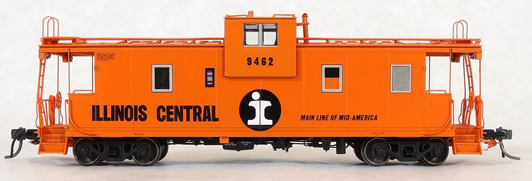 Tangent Scale Models HO 60210-07 IC Centralia Shops Steel Wide-Vision Caboose Illinois Central 'Original Orange Split Rail 1970' IC #9477