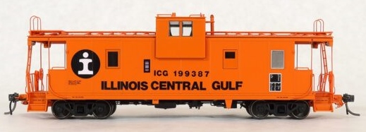 Tangent Scale Models HO 60211-01 IC Centralia Shops Steel Wide-Vision Caboose Illinois Central Gulf 'Orange I-Ball Repaint 1974+' ICG #199387