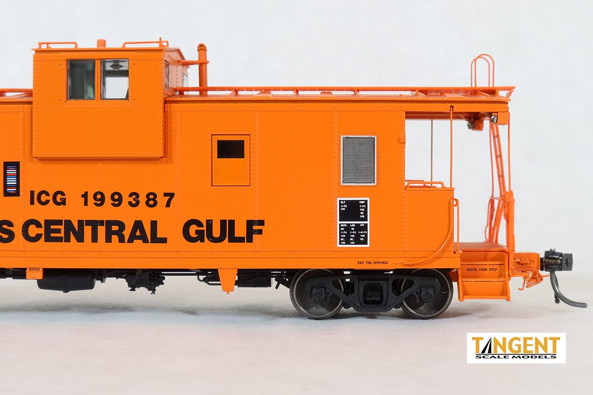 Tangent Scale Models HO 60211-02 IC Centralia Shops Steel Wide-Vision Caboose Illinois Central Gulf 'Orange I-Ball Repaint 1974+' ICG #199407